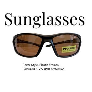 Razor Style Sporty Sunglasses, Plastic Frames, Polarized Lenses, UVA-UVB Protect